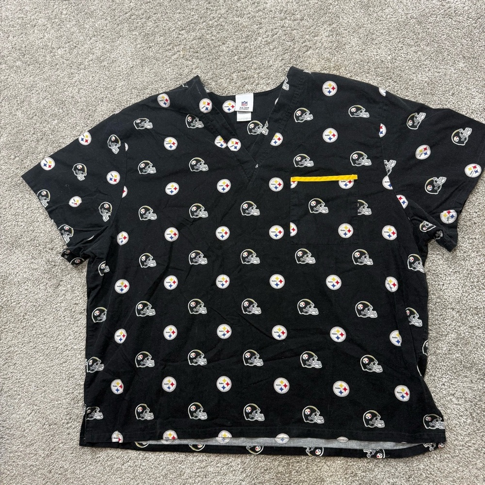 Pittsburgh Steelers NFL Team Apparel Scrub Top Black sz: XXL